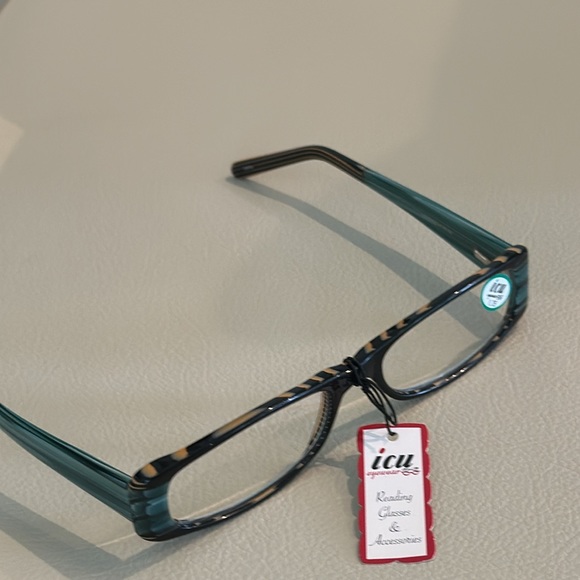 ICU EYEWEAR READING GLASSES 1.75 NWT TIGER EYE BLACK AND GREEN - Picture 2 of 9